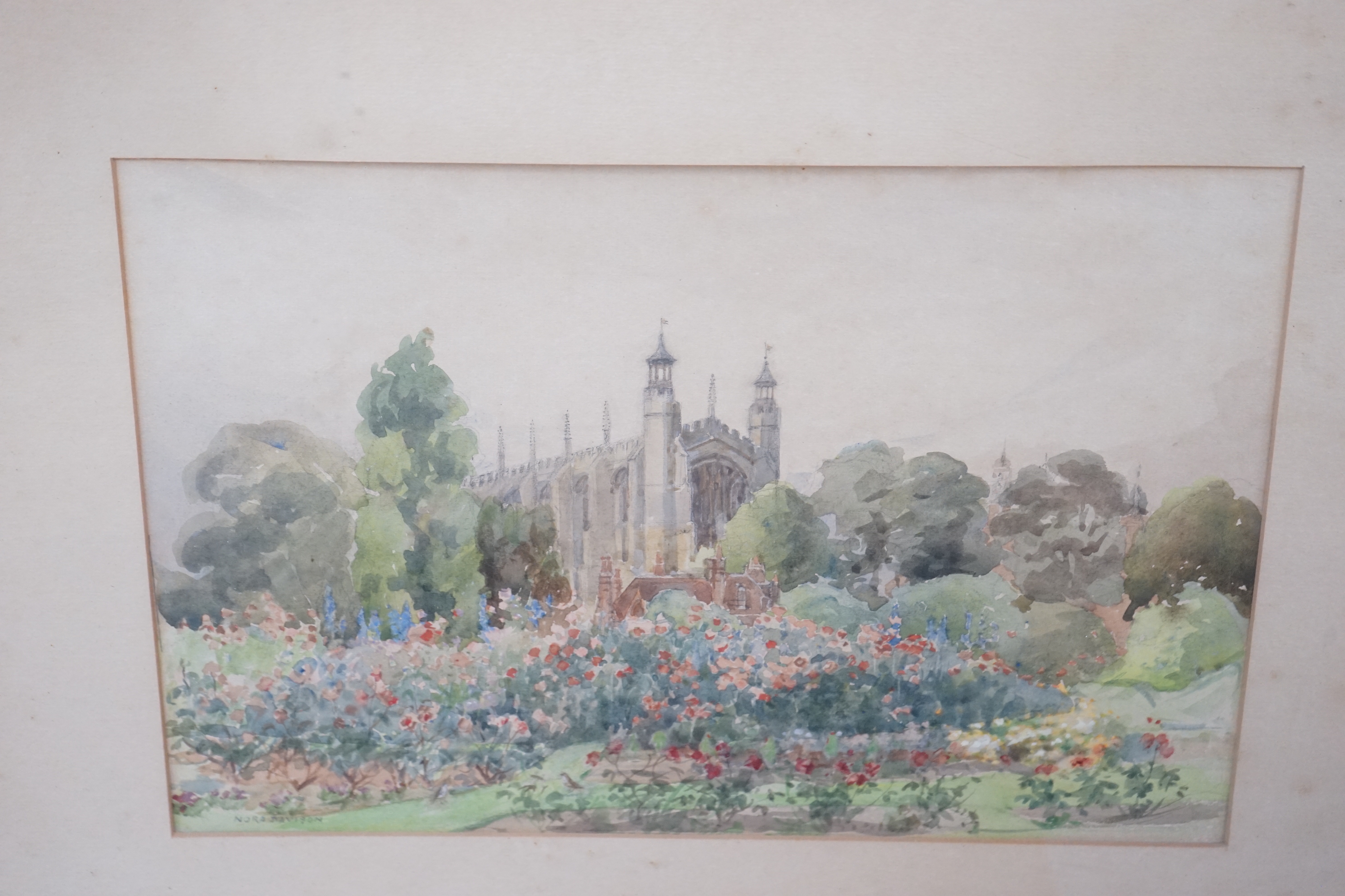 Nora Davison, (fl.1881-1905), watercolour, Eton College, signed, 24 x 36cm